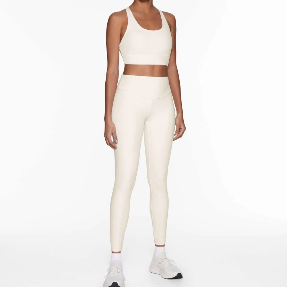 High-Rise Cream Leggings